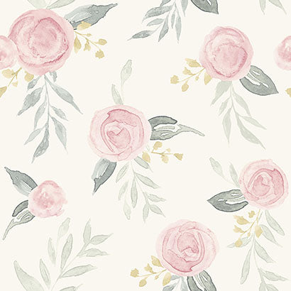 Magnolia Home Magnolia Home Watercolor Roses Pink Wallpaper PSW1010RL