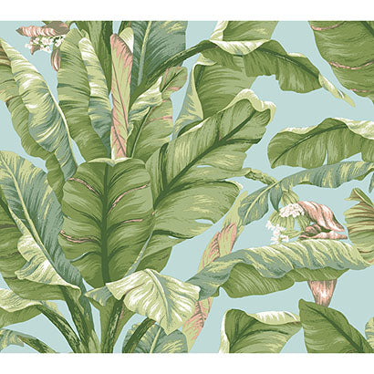 York Banana Leaf Blue & Green Wallpaper PSW1036RL