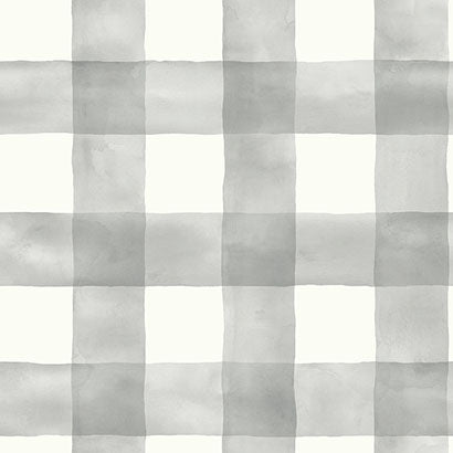 York Checkmate Watercolor Plaid Grey Wallpaper PSW1076RL