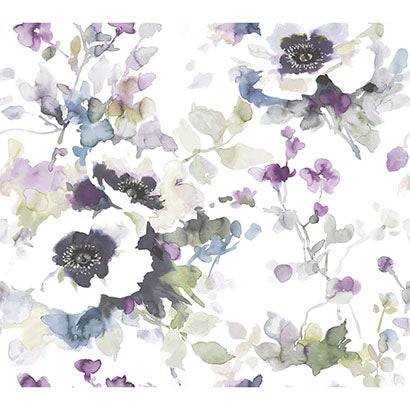 York Garden Anemone Lilac & Green Wallpaper PSW1082RL