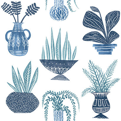 York Plant Party Blue Wallpaper PSW1250RL