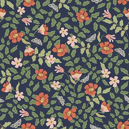 Rifle Paper Co Primrose Rose & Navy Wallpaper PSW1314RL