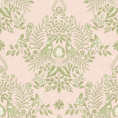 York Cottontail Toile Pink & Chartreuse Wallpaper PSW1432RL