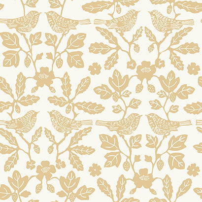 York Sparrow & Oak Ochre Yellow Wallpaper PSW1439RL