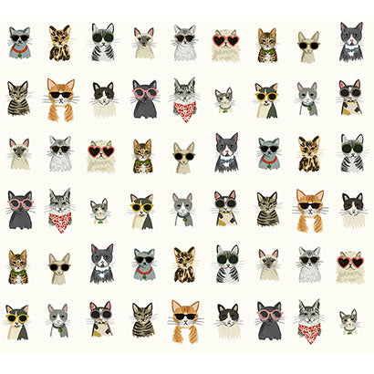 Rifle Paper Co Cool Cats Multi White Wallpaper PSW1463RL