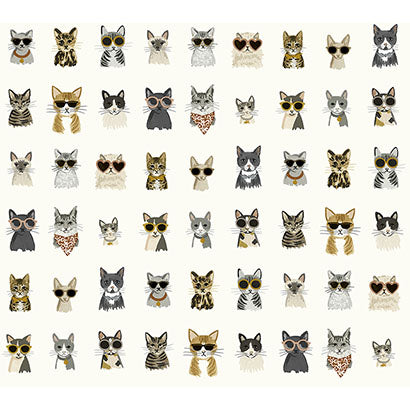 Rifle Paper Co Cool Cats Grey & Gold Wallpaper PSW1464RL