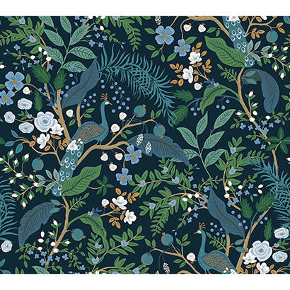 Rifle Paper Co Peacock Garden Navy Wallpaper PSW1536RL