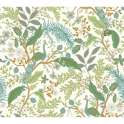 Rifle Paper Co Peacock Garden White Wallpaper PSW1539RL