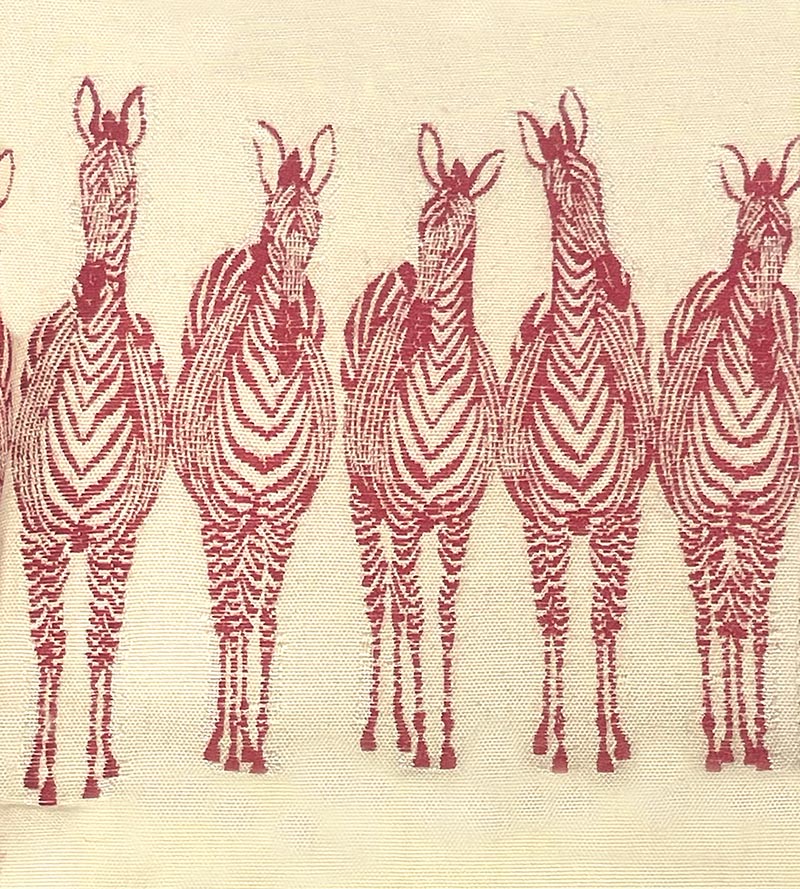 Old World Weavers Zebras On Parade Red Fabric Sample PZ 00028691