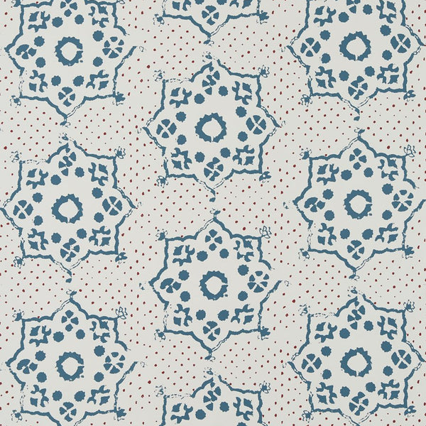 Peter Dunham Patna Indigo/Red Wallpaper Sample 151PTN01