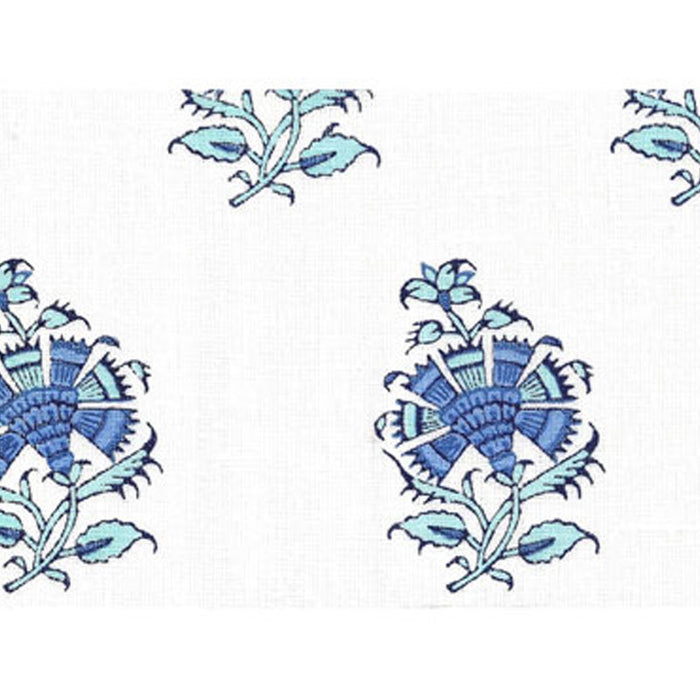 Home Couture Persian Flower With Border Multi Blues Fabric Sample HC3000C-03