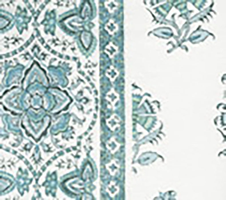 Home Couture Persian Flower With Border Multi Aquas Fabric Sample HC3000C-02