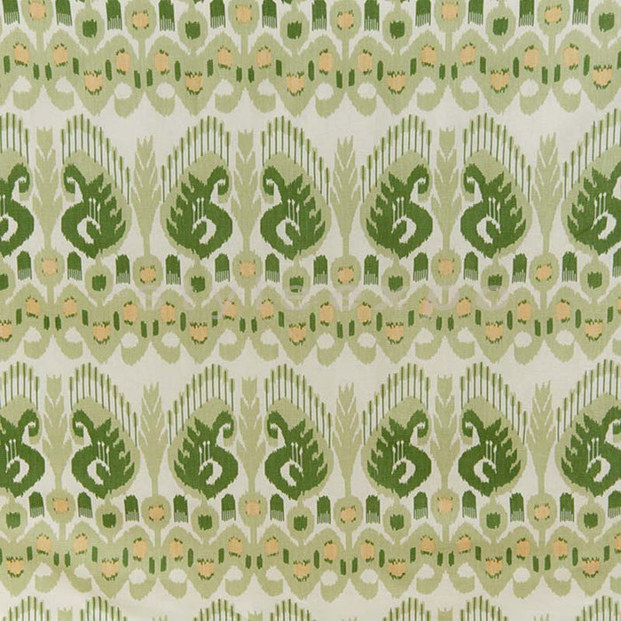 Quadrille Petra Ikat Greens / Yellow Fabric Sample 306560F-07