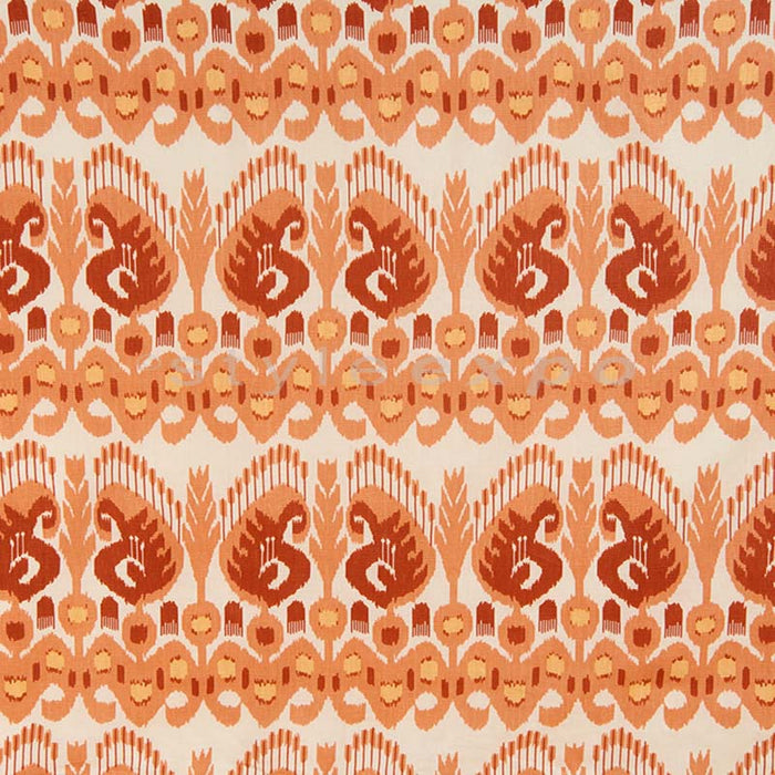 Quadrille Petra Ikat Salmon / Cinnabar / Yellow Fabric 306560F-03