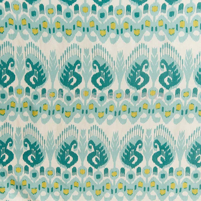 Quadrille Petra Ikat Turquoise / Pistache Fabric 306560F-09