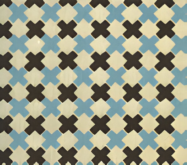 China Seas Double Cross New Blue With Brown Fabric Sample 4120-14