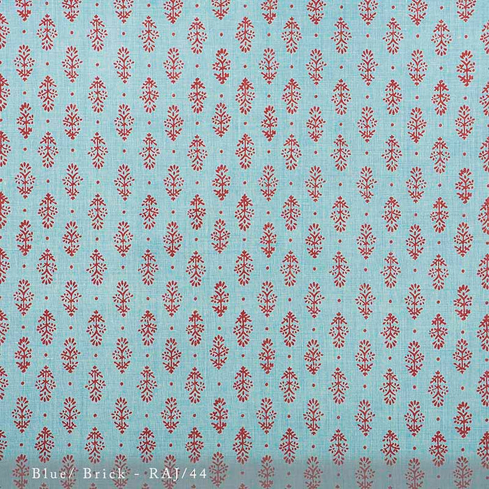 Lisa Fine Rajkot Blue/Brick Fabric Sample RAJ-44