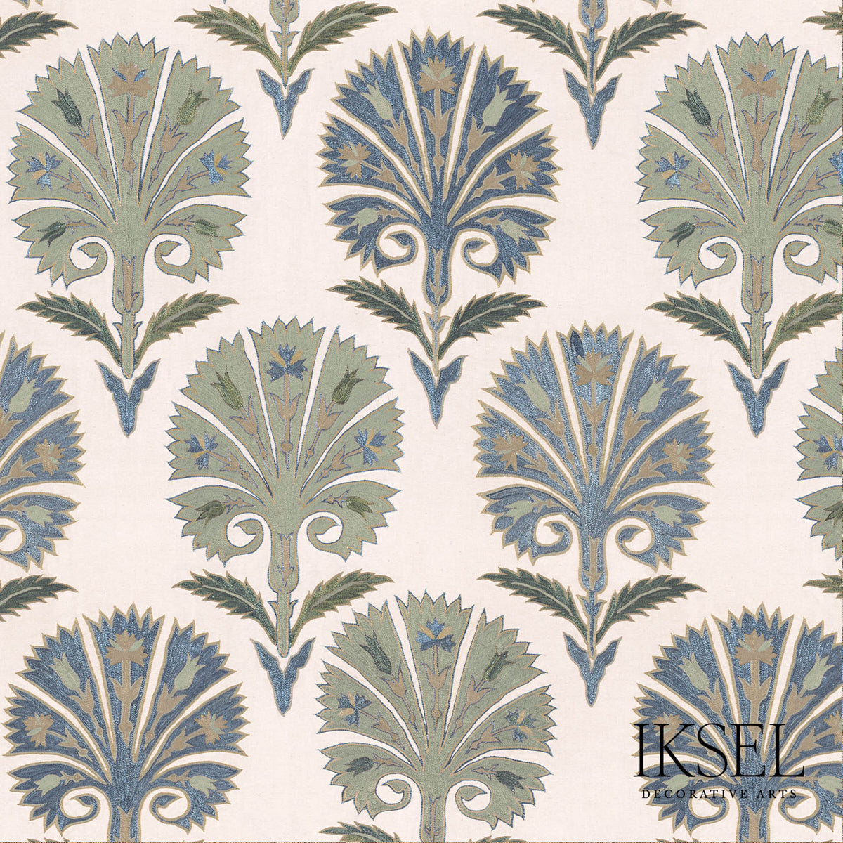 Schumacher Suzani Carnation Blues Fabric RF501CR54