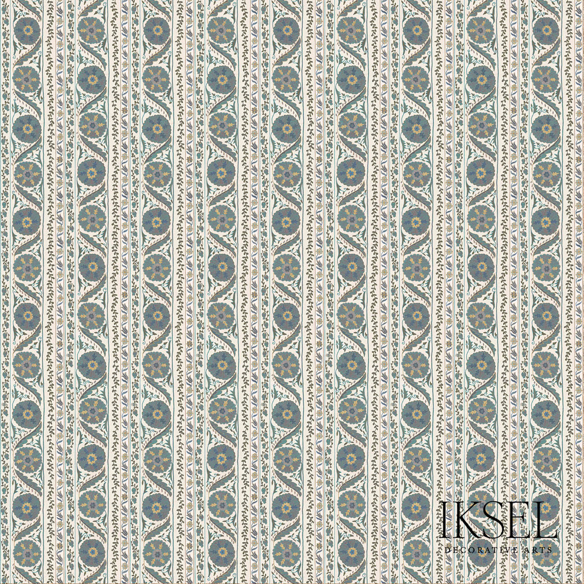 Schumacher Suzani Borders Blues Fabric RF504CR54