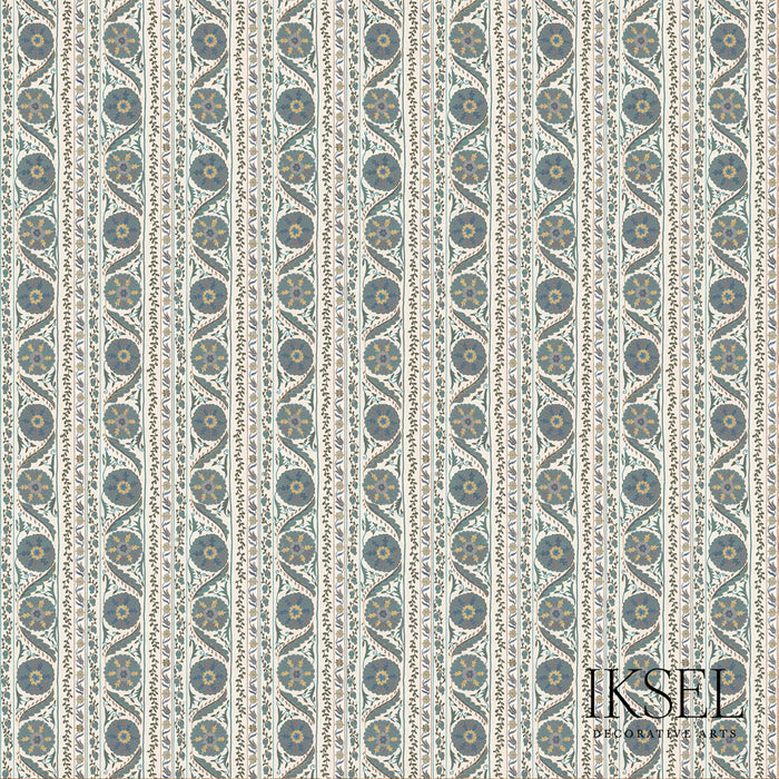 Schumacher Suzani Borders Blues Fabric Sample RF504CR54