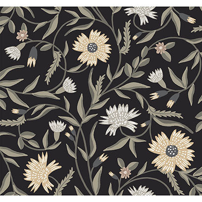 Rifle Paper Co Aster Black Wallpaper RF7434