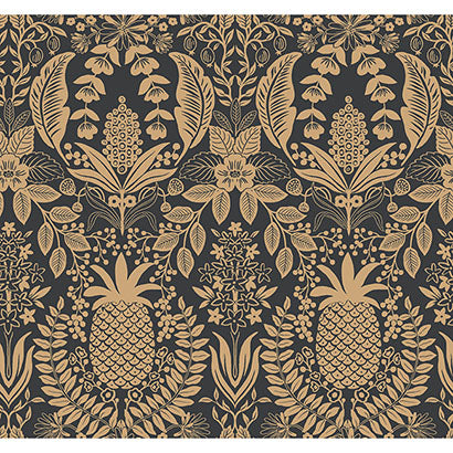 Rifle Paper Co Pineapple Damask Black Wallpaper RF7483