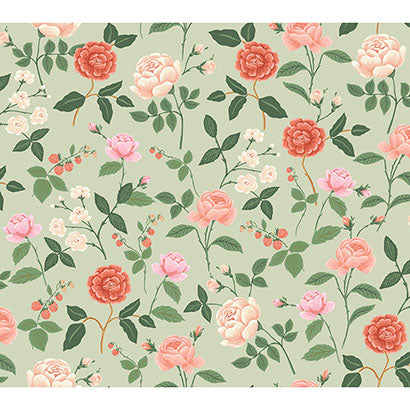 Rifle Paper Co Roses Mint Wallpaper RF7545