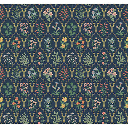 Rifle Paper Co Hawthorne Navy Wallpaper RI5129