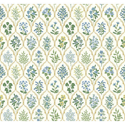 Rifle Paper Co Hawthorne Blue & Green Wallpaper RI5132