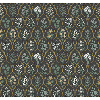 Rifle Paper Co Hawthorne Black & Cream Wallpaper RI5133