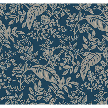 Rifle Paper Co Canopy Indigo & Silver Wallpaper RI5137