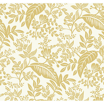 Rifle Paper Co Canopy Gold & White Wallpaper RI5138