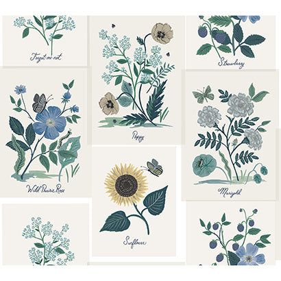 Rifle Paper Co Botanical Prints White & Blue Wallpaper RP7335