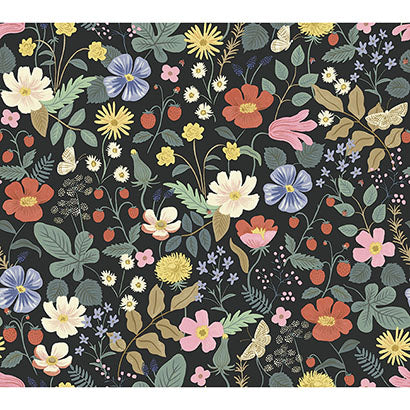 Rifle Paper Co Strawberry Fields Black & Green Wallpaper RP7355