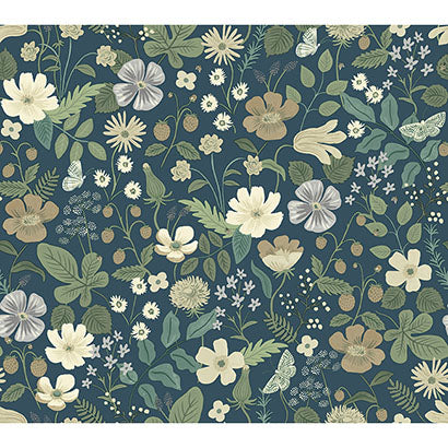 Rifle Paper Co Strawberry Fields Blue & Green Wallpaper RP7359