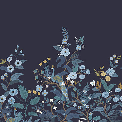 Rifle Paper Co Peacock Navy Wallpaper RP7396M