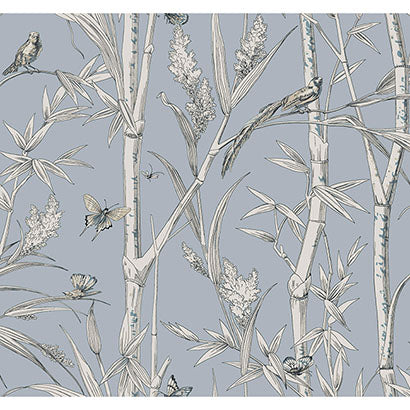 York Bambou Toile Sky Blue Wallpaper RT7833