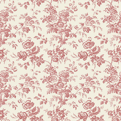 York Anemone Toile French Red Wallpaper RT7871