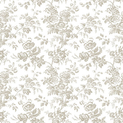 York Anemone Toile Taupe Wallpaper RT7872