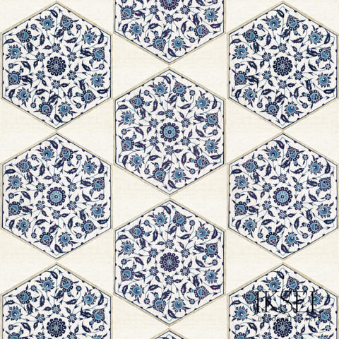 Schumacher Iznik Hexagonal Tiles Original Wallpaper RW113CS01-255