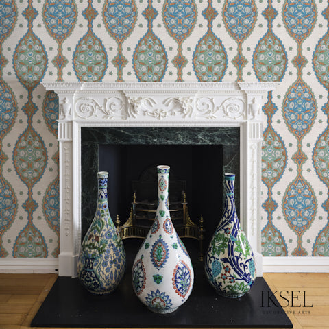 Schumacher Topkapi Blue & Green Wallpaper RW202CR12-255