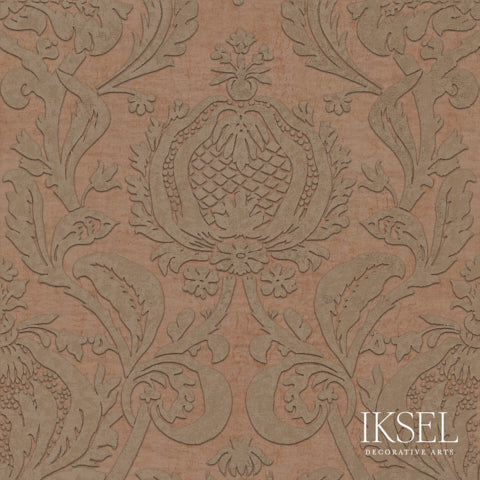 Schumacher Pomegranate Damask Moka-Taupe Wallpaper RW402CR48-255