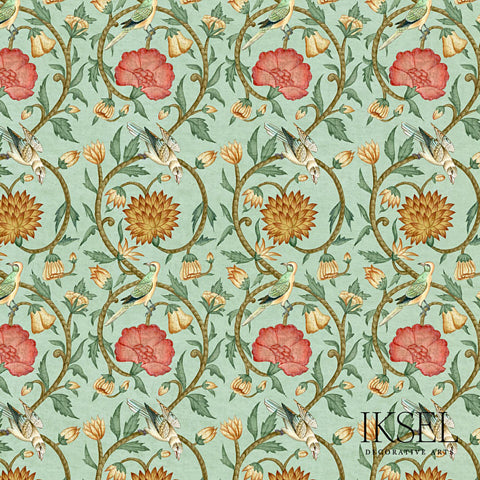 Schumacher Shiraz Tea Green Wallpaper RW535CR23-255