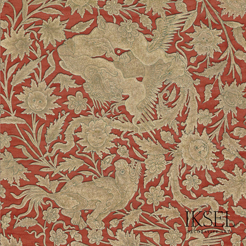 Schumacher Bukhara Vermilion-Bronze Wallpaper RW540CR46-255