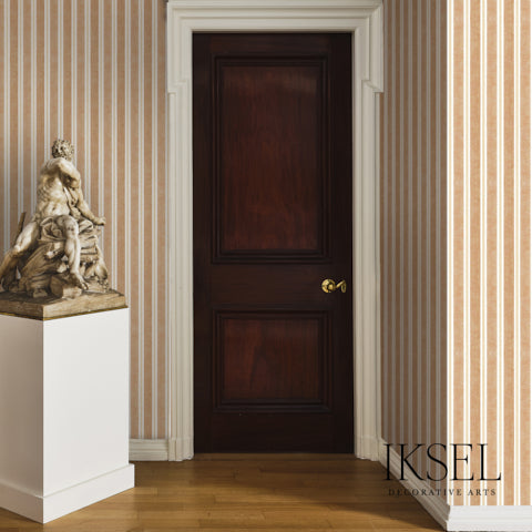 Schumacher Kubilai's Stripe Terracotta Wallpaper RW713CS76-255