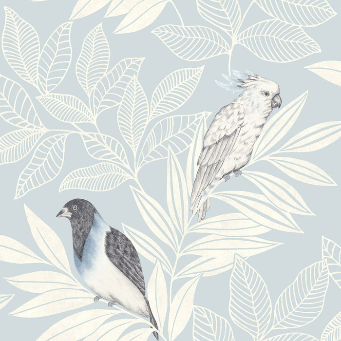 Seabrook Designs Paradise Island Birds Blue Oasis And Ivory Wallpaper RY30102