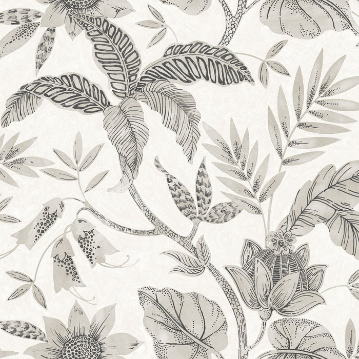 Seabrook Designs Rainforest Leaves Ivory And Stone Wallpaper RY30205