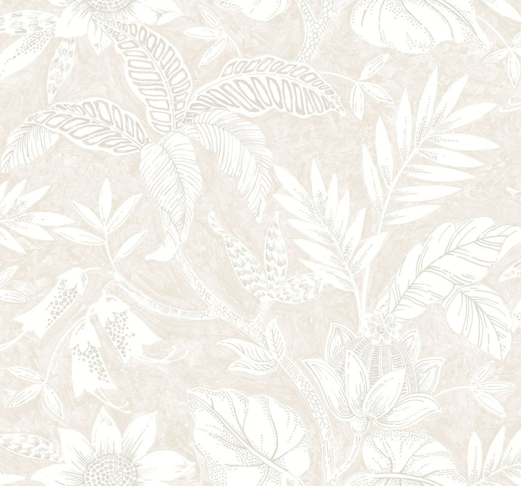 Seabrook Designs Rainforest Leaves Sand Dune And Brushed Taupe Wallpaper RY30210