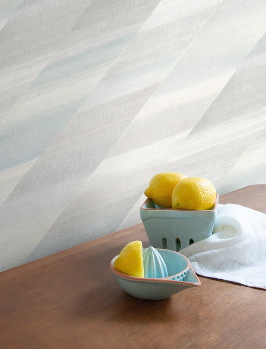 Seabrook Designs Rainbow Diagonals Daydream Gray And Blue Oasis Wallpaper Sample RY30300