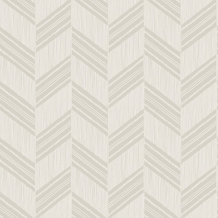 Seabrook Designs Boho Chevron Stripe-stringcloth Cinder Gray And Ivory Wallpaper Sample RY30405